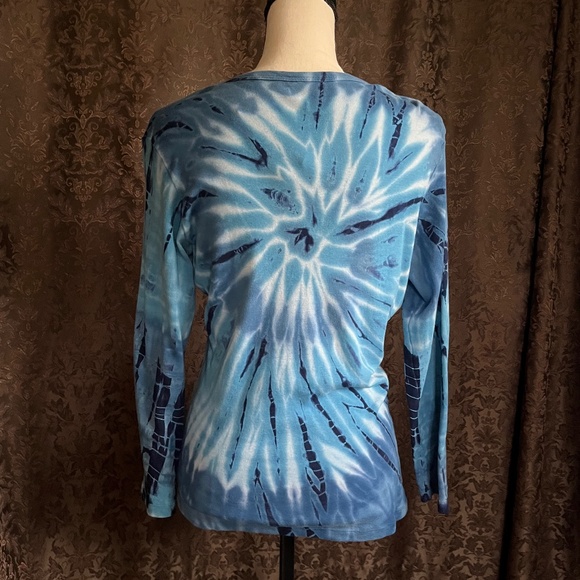 Tryst Long Sleeve 100% Cotton Tie Dye Tee  Jeweled Neckline  Size Large NWT - Picture 4 of 5